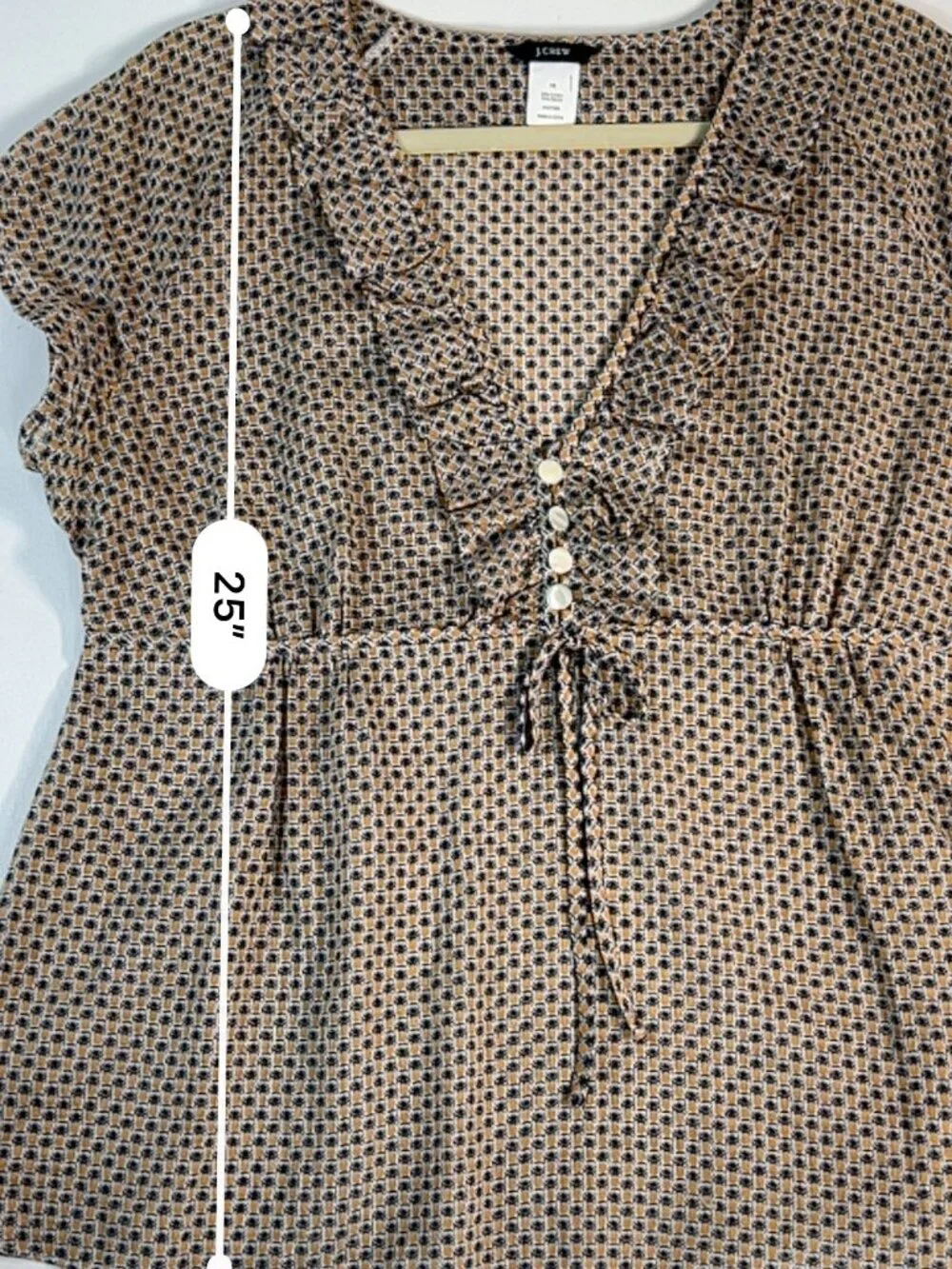 J.Crew Size 14 Pineapple Print Ruffle‎ Peplum Cotton Blouse Top